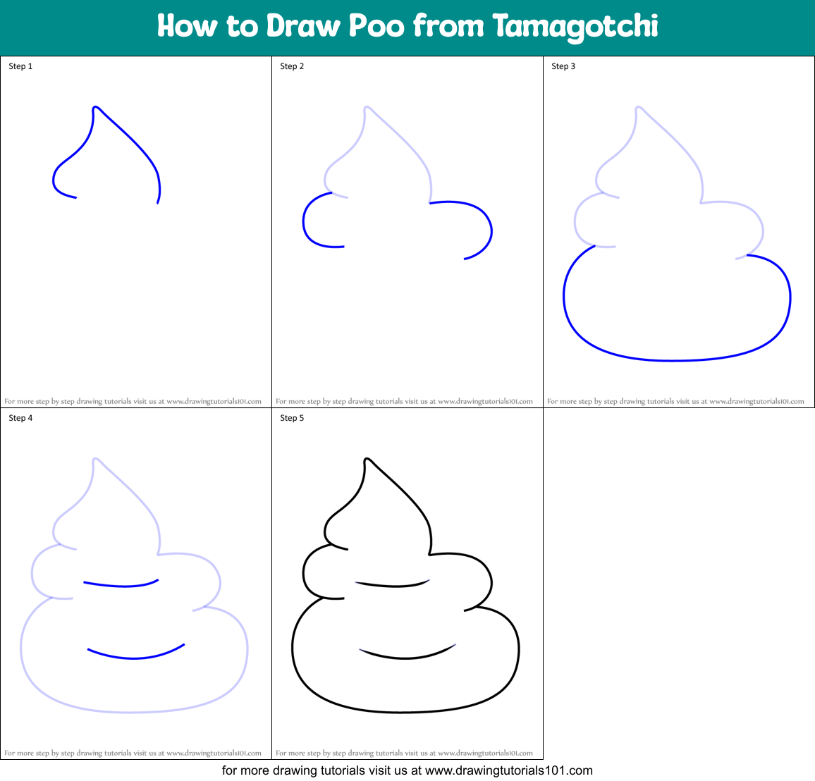 How to Draw Poo from Tamagotchi Printable Step by Step