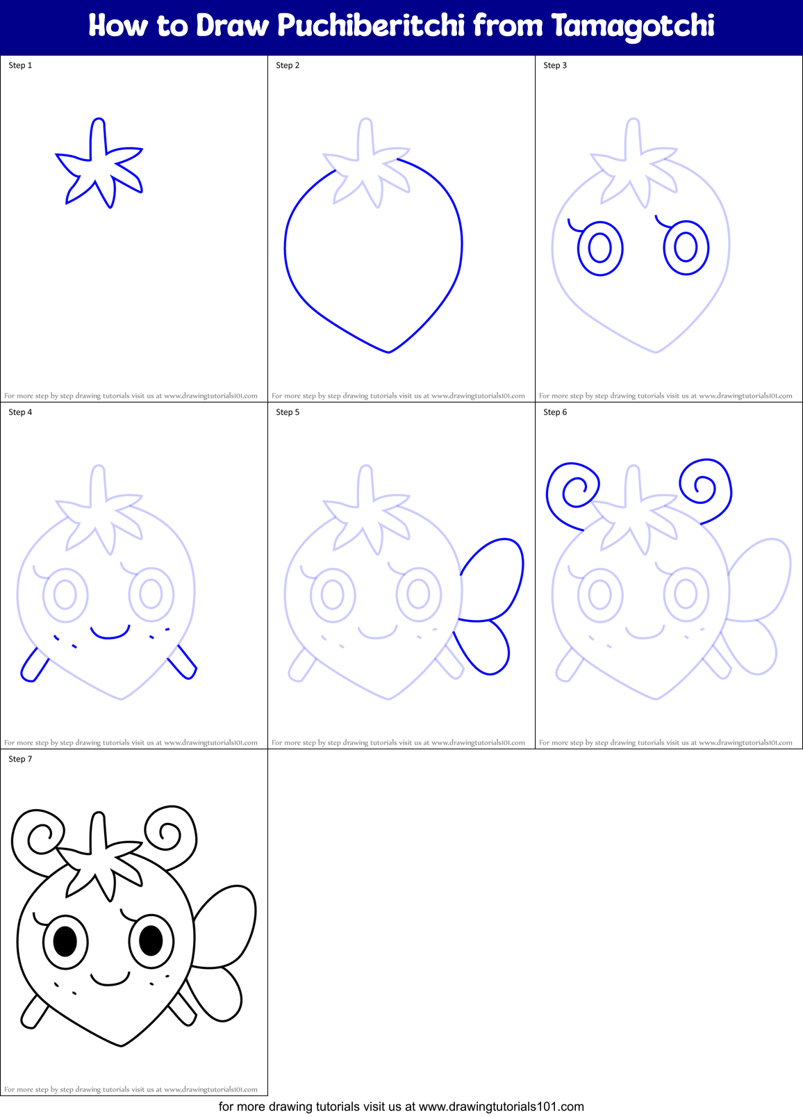 How to Draw Puchiberitchi from Tamagotchi Printable Step by Step