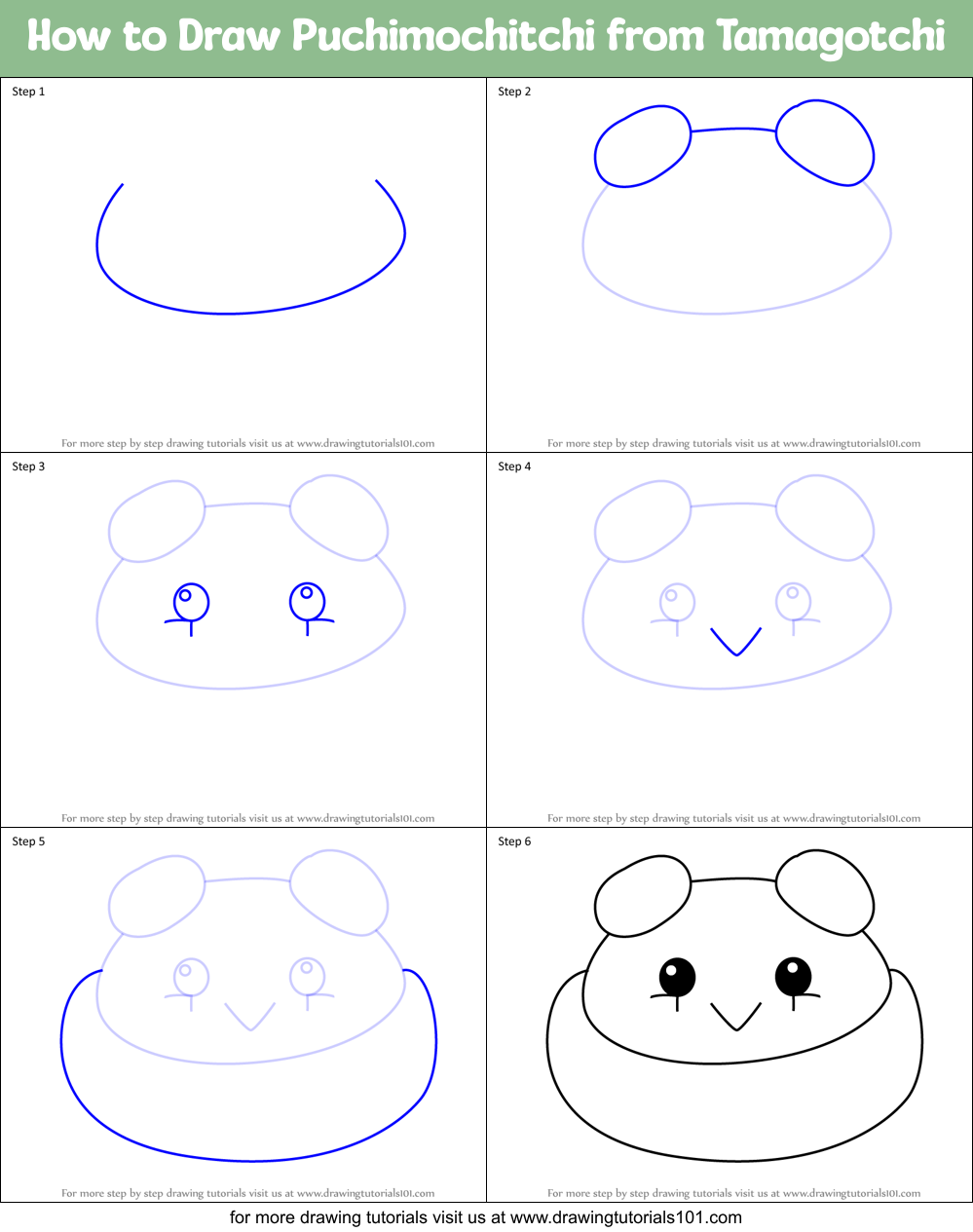 How to Draw Puchimochitchi from Tamagotchi Printable Step by Step