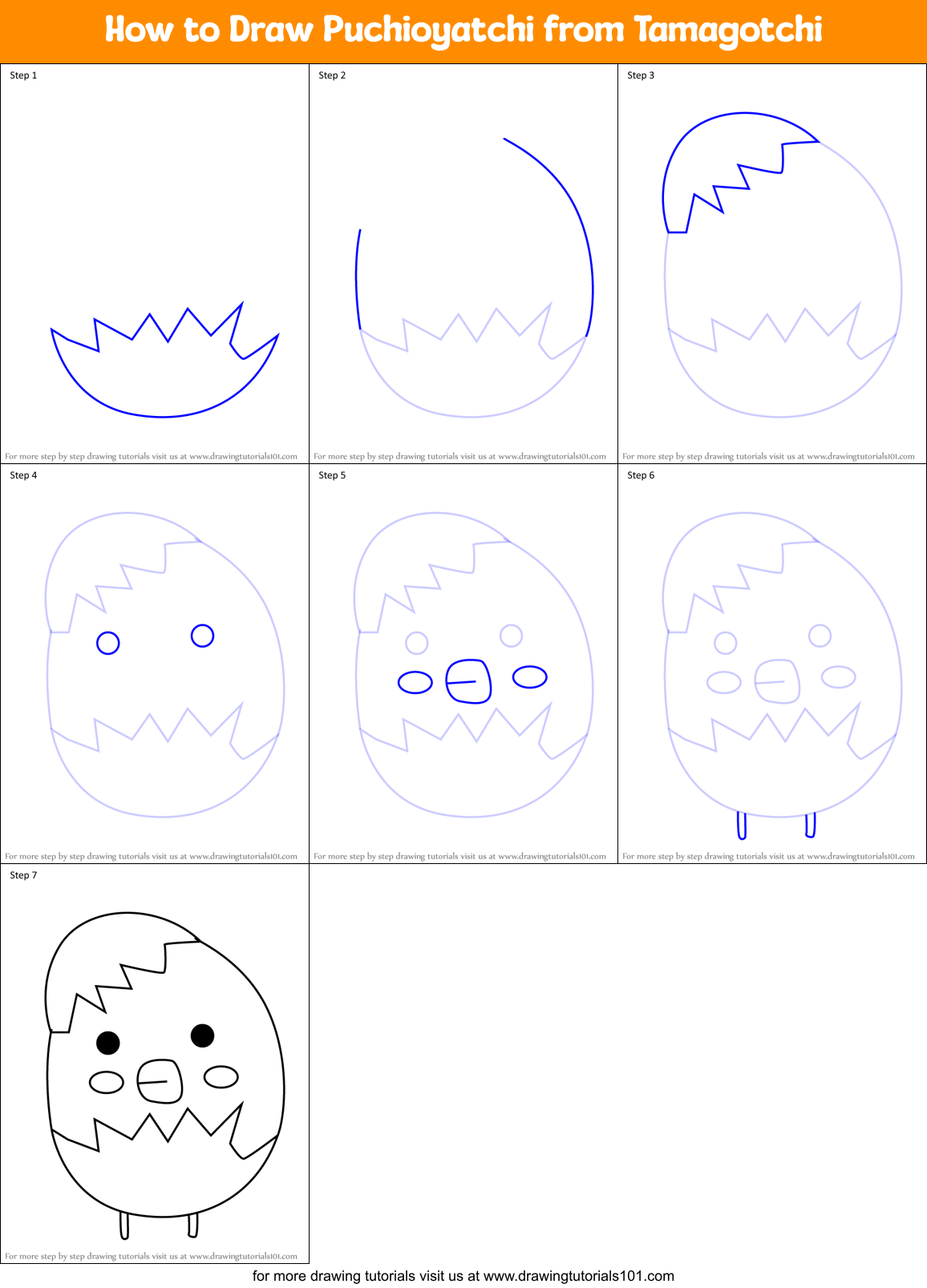 How to Draw Puchioyatchi from Tamagotchi Printable Step by Step