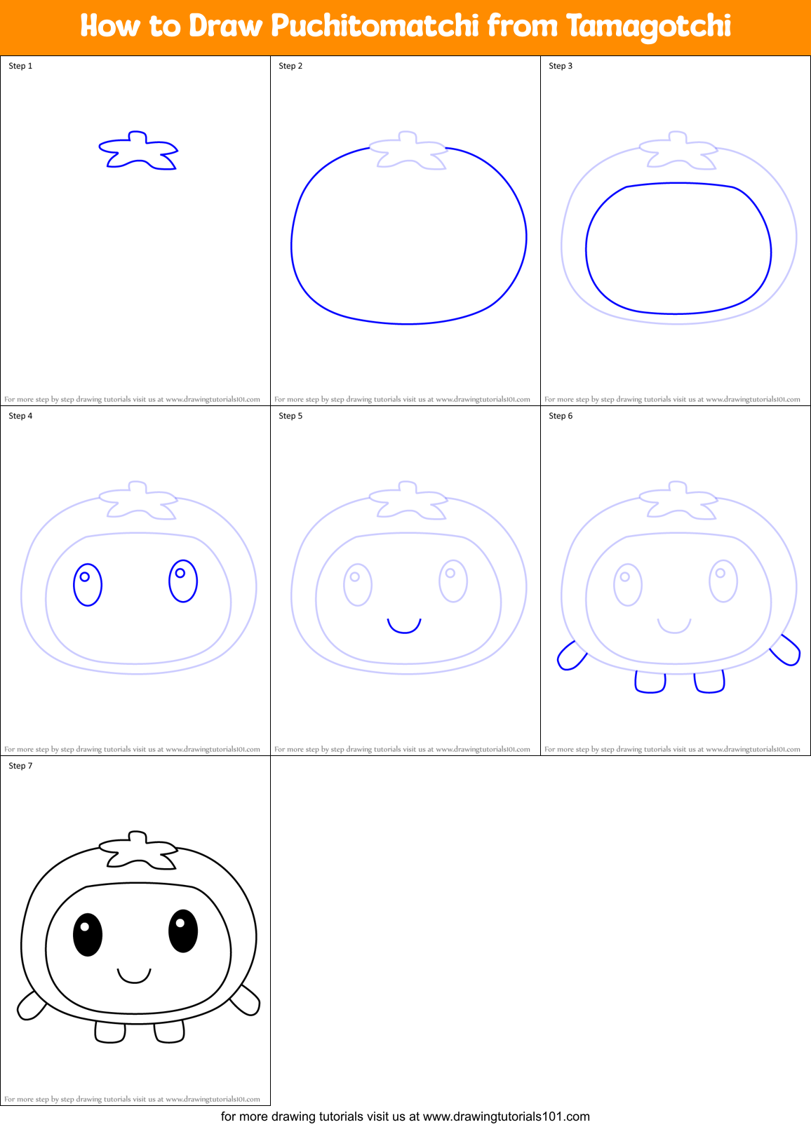 How to Draw Puchitomatchi from Tamagotchi Printable Step by Step