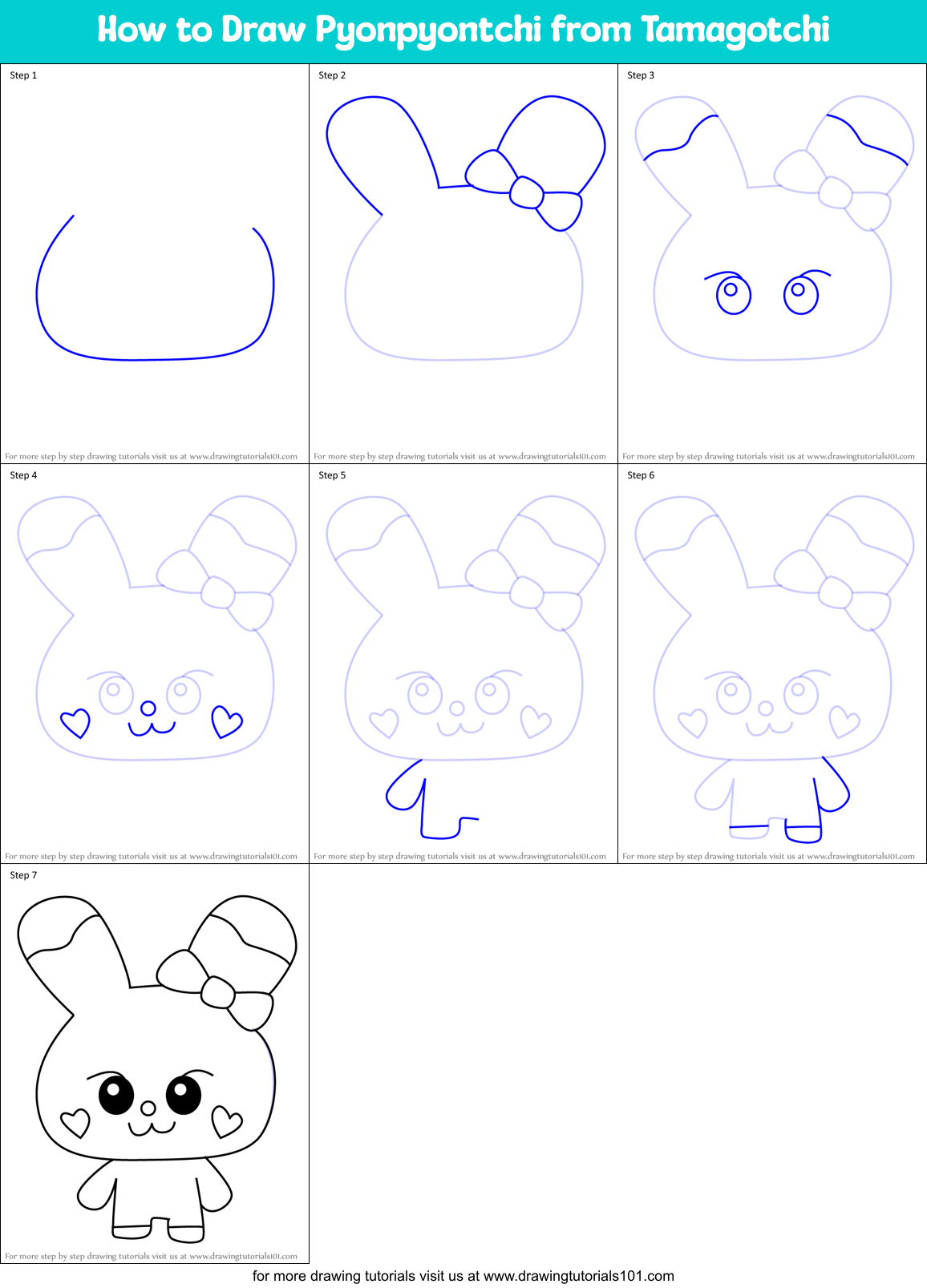 How to Draw Pyonpyontchi from Tamagotchi Printable Step by Step