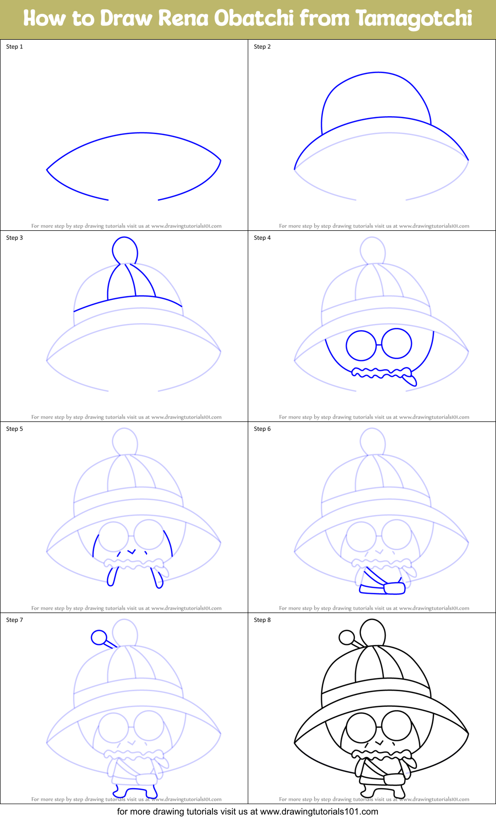 How to Draw Rena Obatchi from Tamagotchi Printable Step by Step