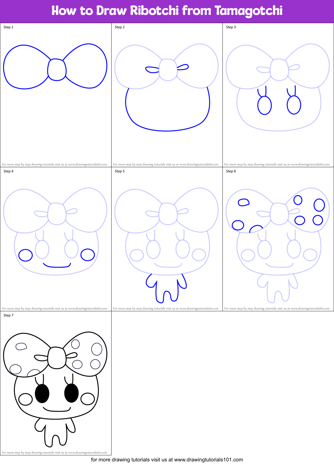 How to Draw Ribotchi from Tamagotchi Printable Step by Step
