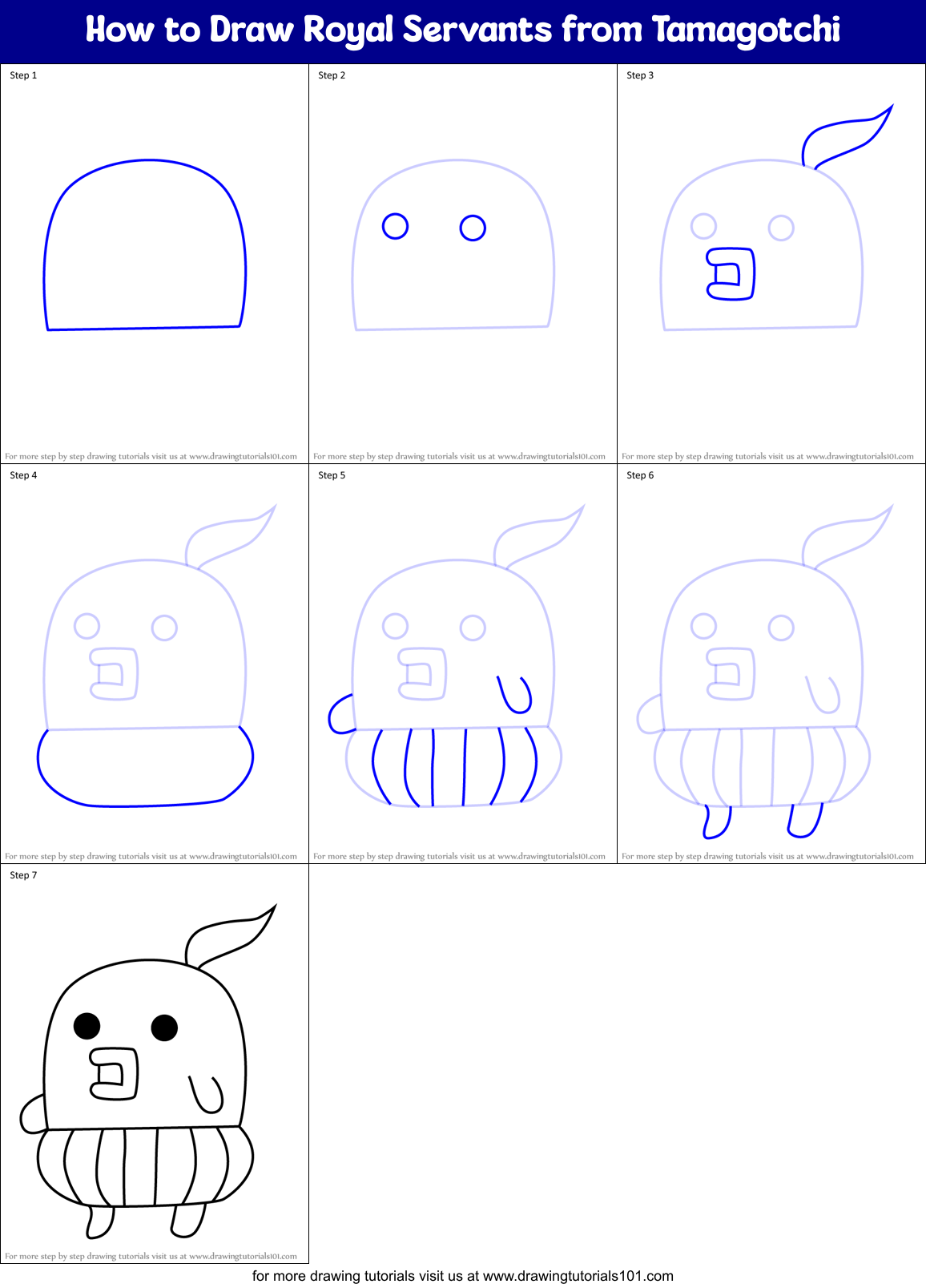 How to Draw Royal Servants from Tamagotchi Printable Step by Step