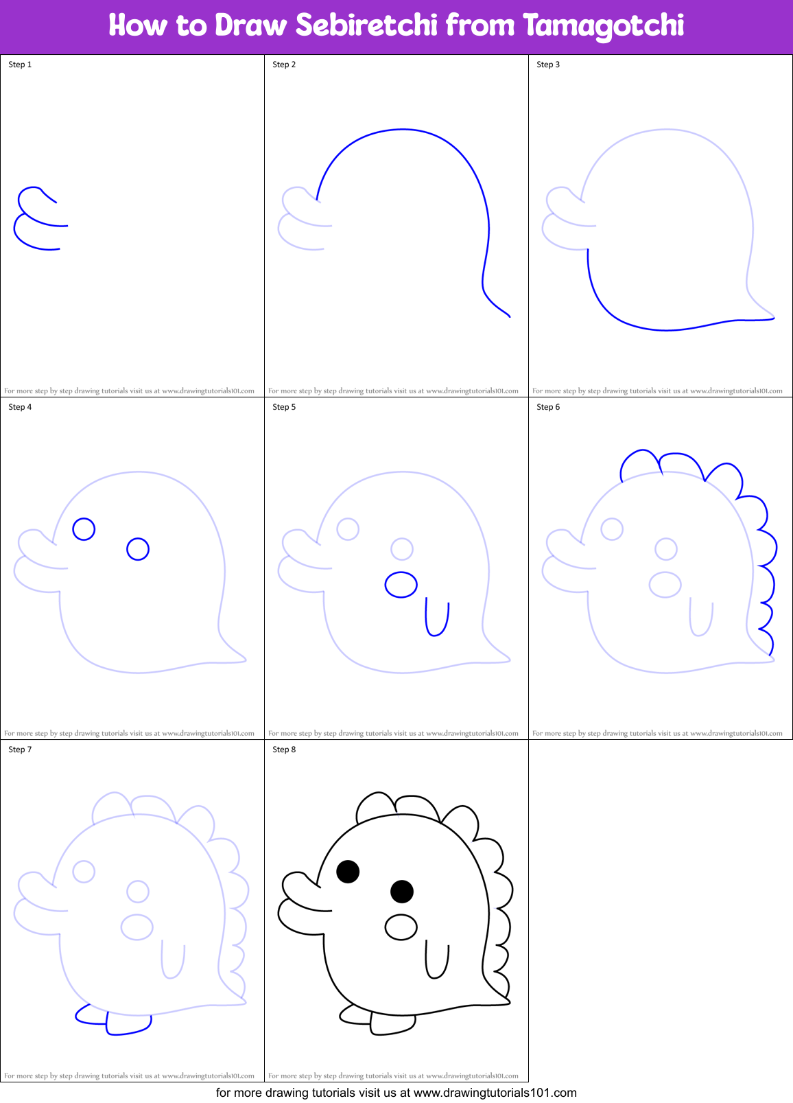 How to Draw Sebiretchi from Tamagotchi Printable Step by Step