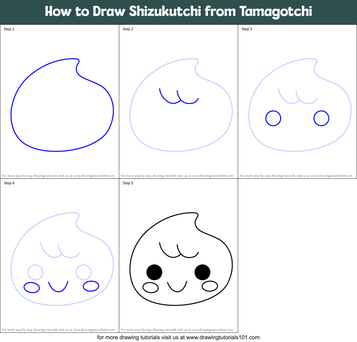 How to Draw Shizukutchi from Tamagotchi Printable Step by Step