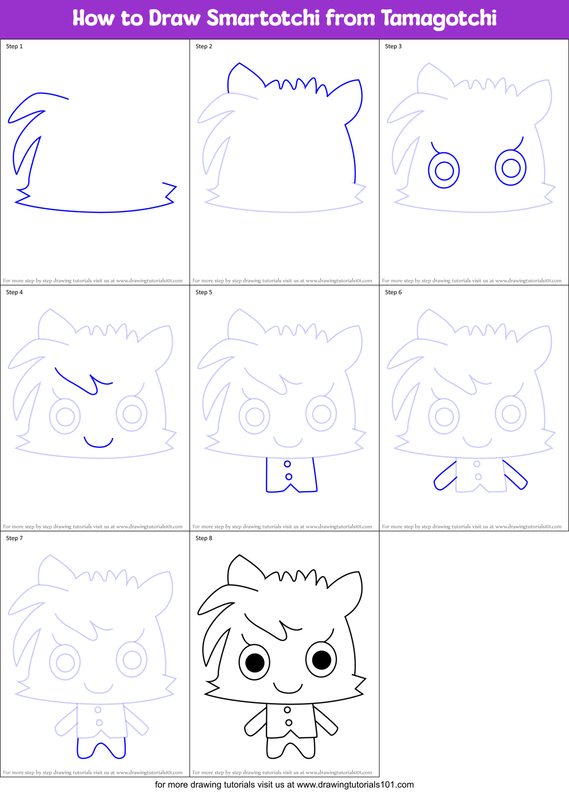 How to Draw Smartotchi from Tamagotchi Printable Step by Step