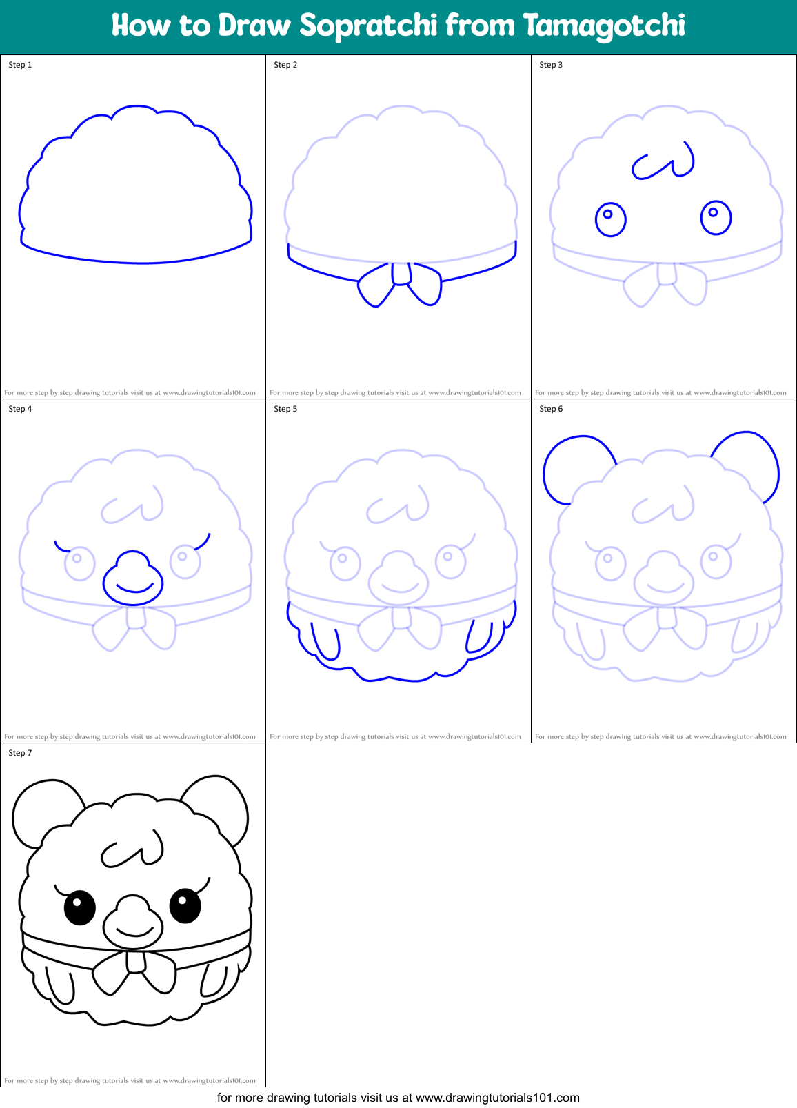 How to Draw Sopratchi from Tamagotchi Printable Step by Step