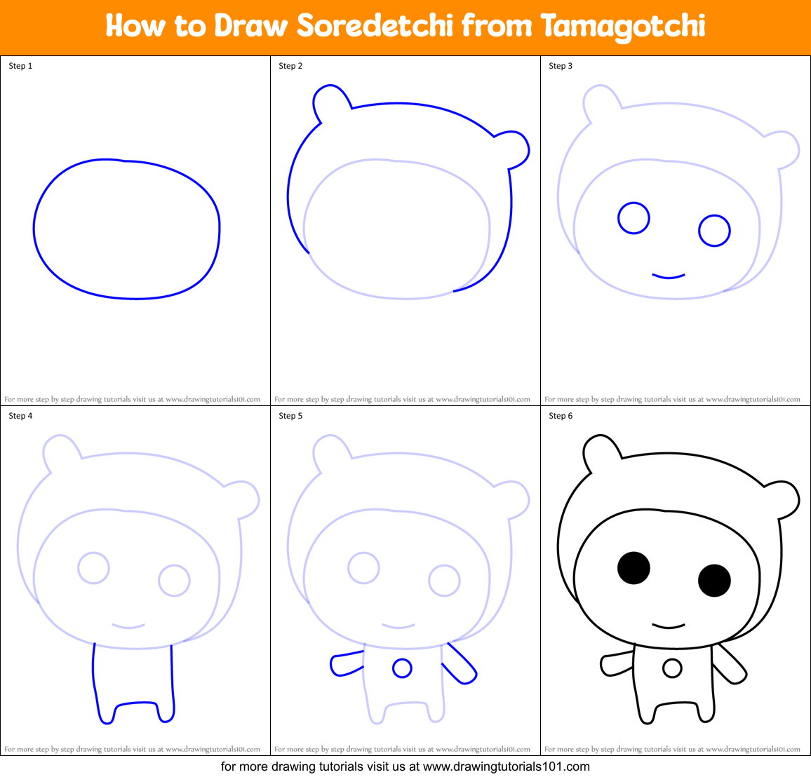 How to Draw Soredetchi from Tamagotchi Printable Step by Step