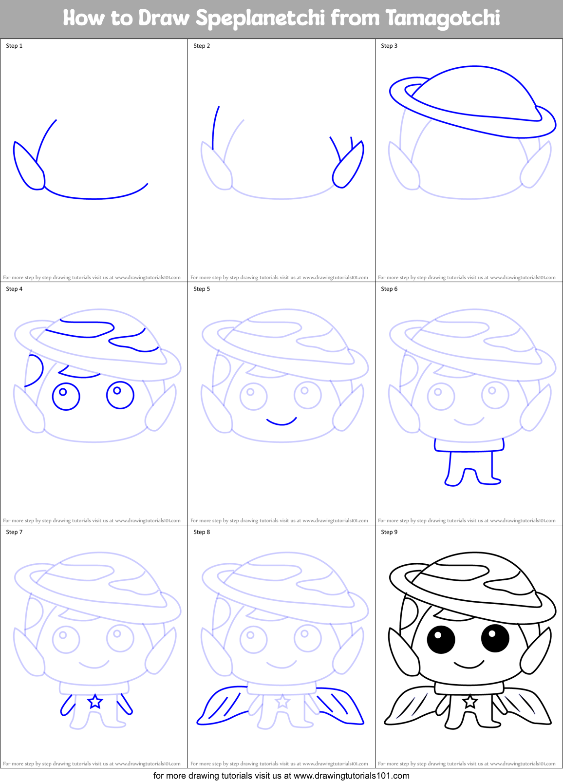 How to Draw Speplanetchi from Tamagotchi Printable Step by Step