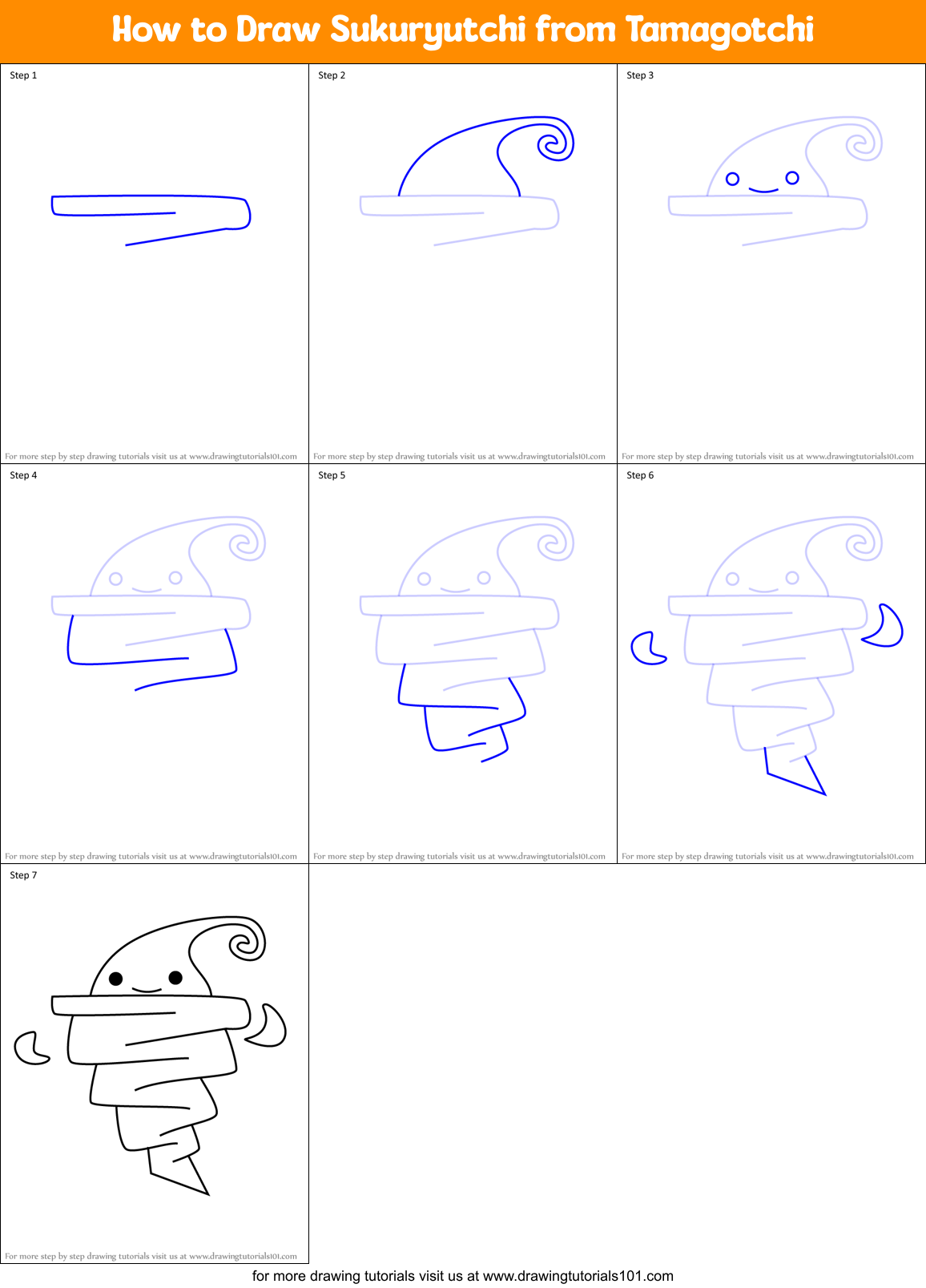 How to Draw Sukuryutchi from Tamagotchi Printable Step by Step