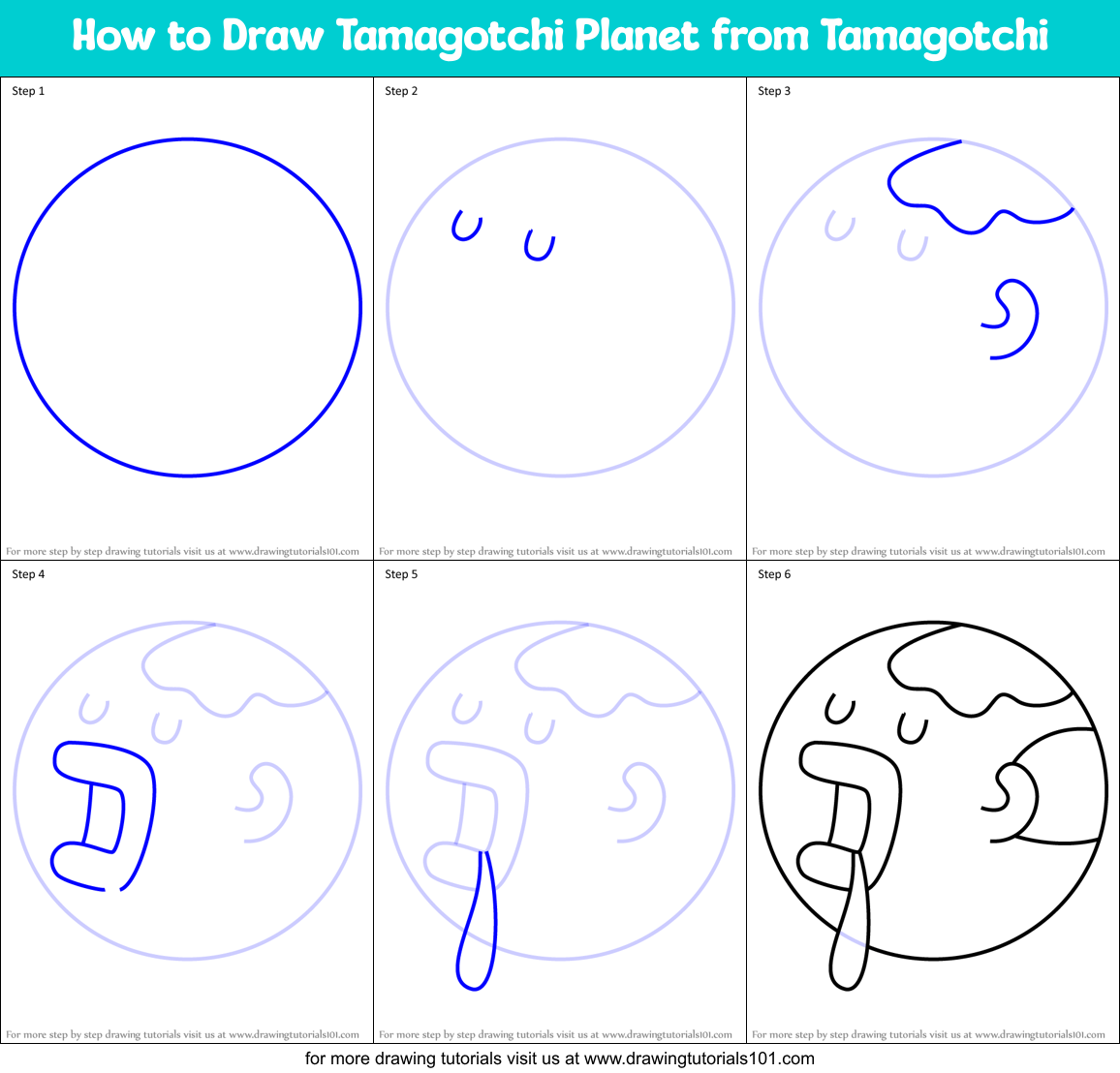 How to Draw Tamagotchi Planet from Tamagotchi Printable Step by Step