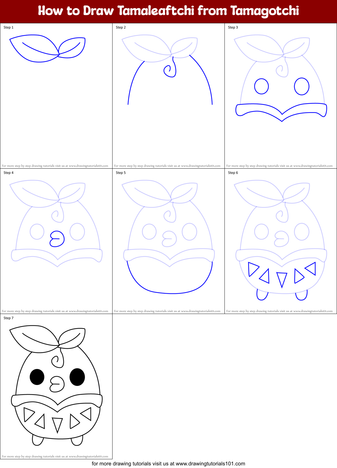 How to Draw Tamaleaftchi from Tamagotchi Printable Step by Step