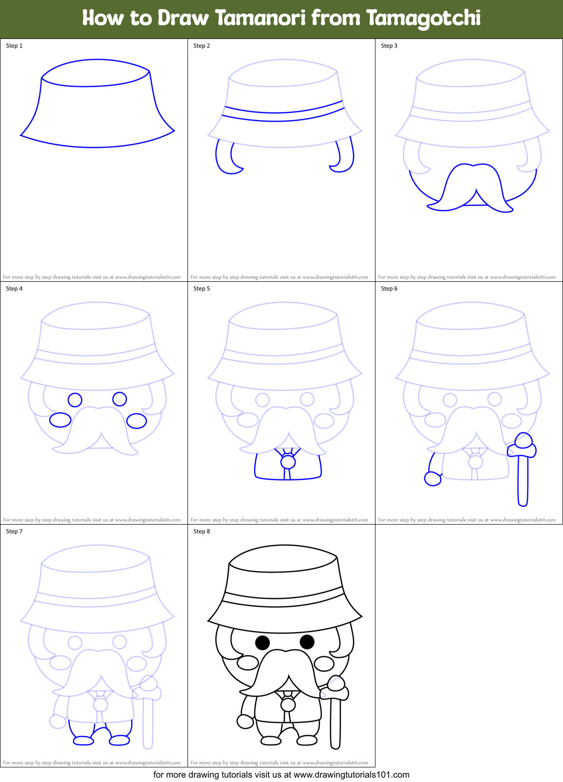How to Draw Tamanori from Tamagotchi Printable Step by Step