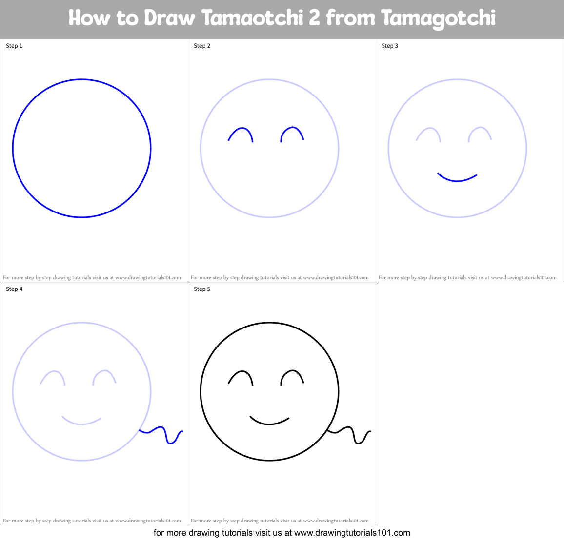 How to Draw Tamaotchi 2 from Tamagotchi Printable Step by Step