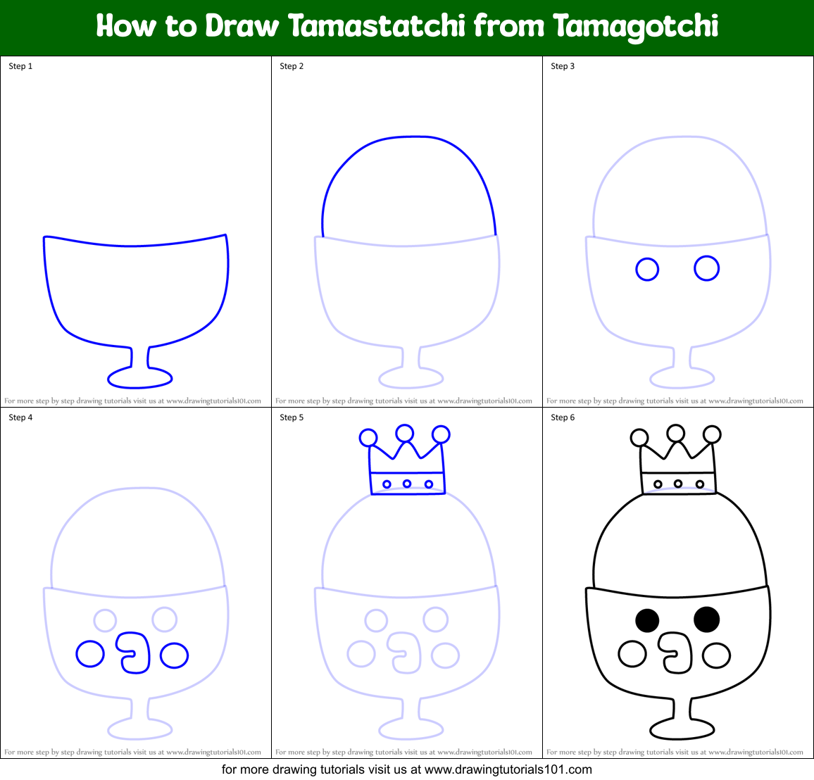 How to Draw Tamastatchi from Tamagotchi Printable Step by Step