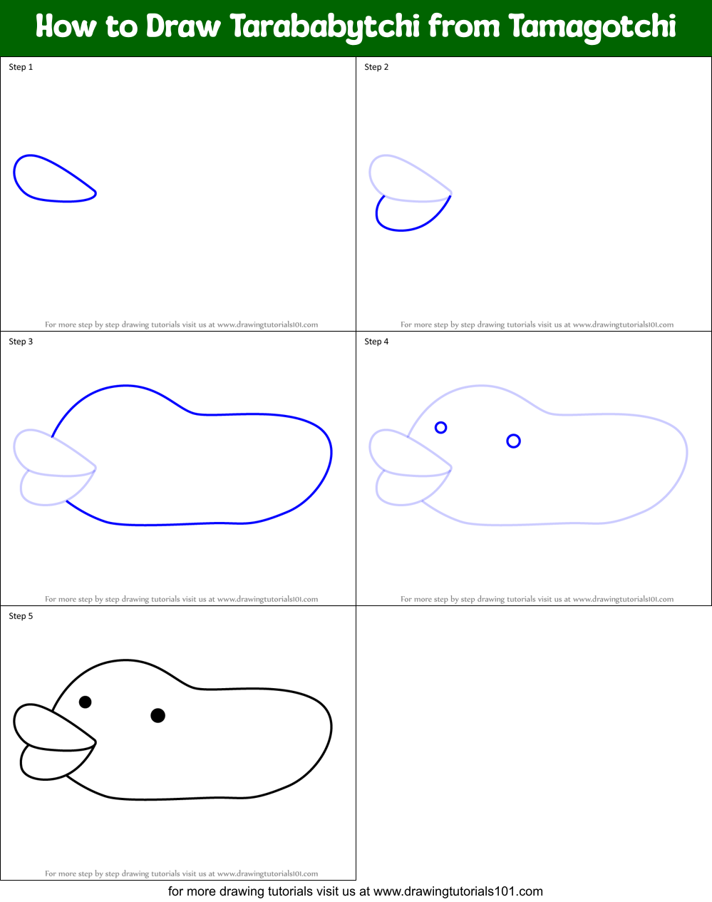 How to Draw Tarababytchi from Tamagotchi Printable Step by Step