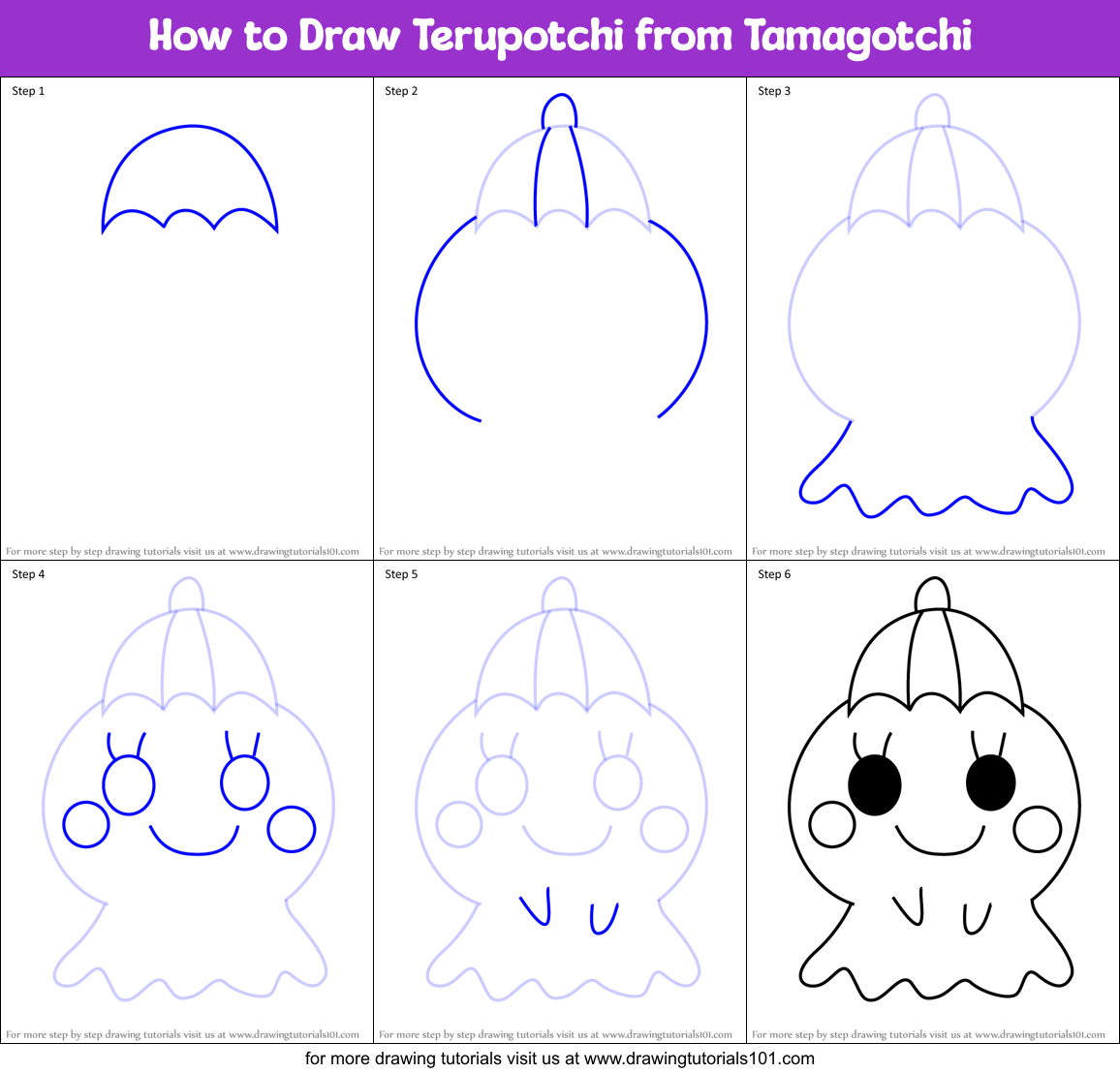 How to Draw Terupotchi from Tamagotchi Printable Step by Step
