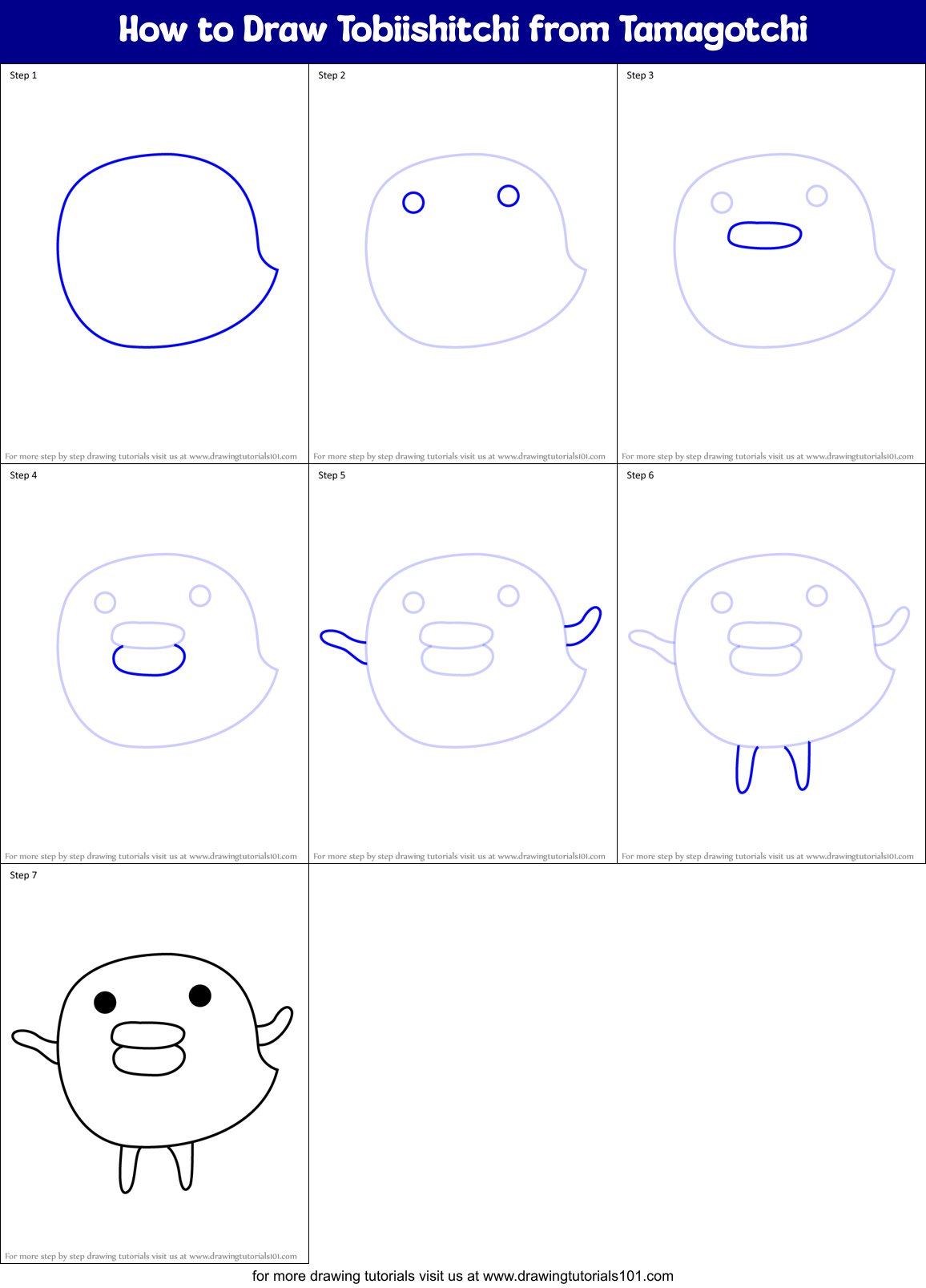 How to Draw Tobiishitchi from Tamagotchi Printable Step by Step