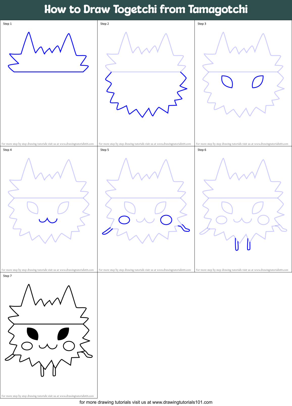 How to Draw Togetchi from Tamagotchi Printable Step by Step