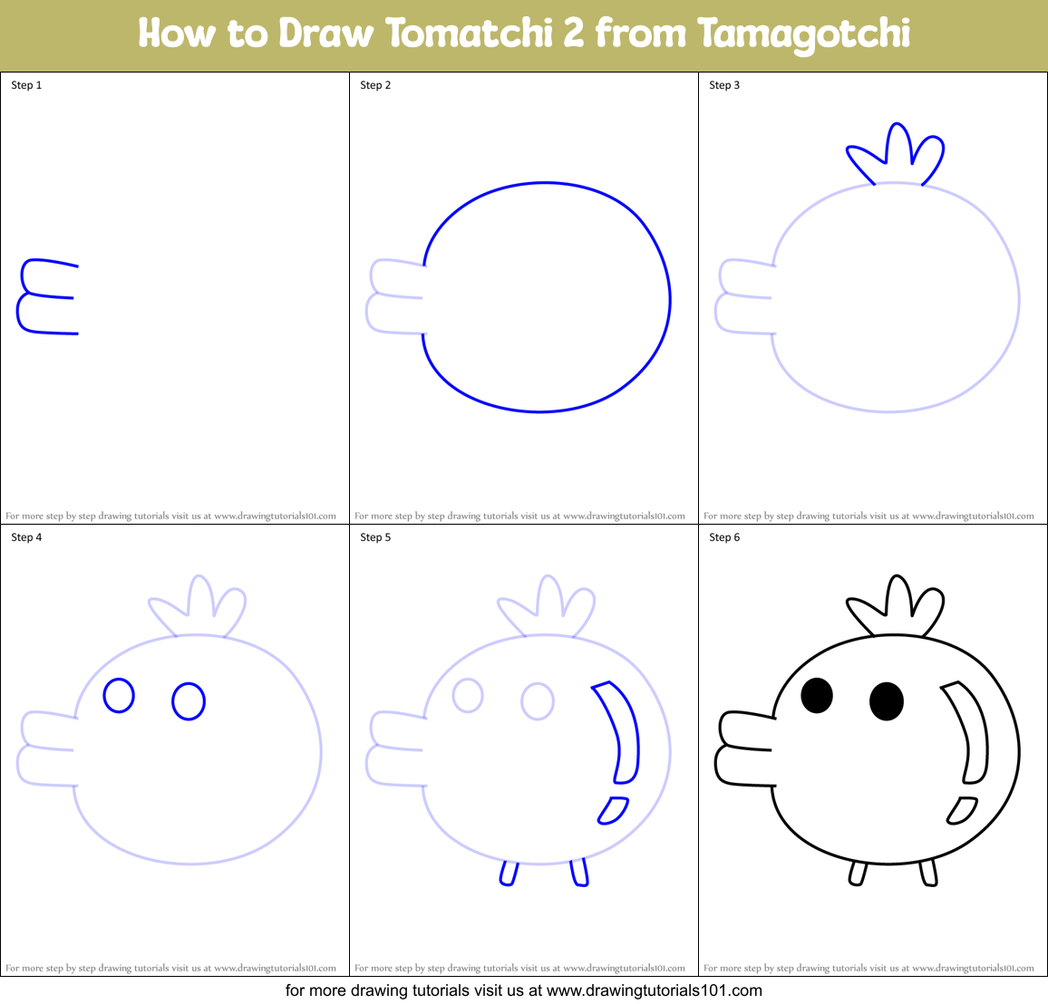 How to Draw Tomatchi 2 from Tamagotchi Printable Step by Step