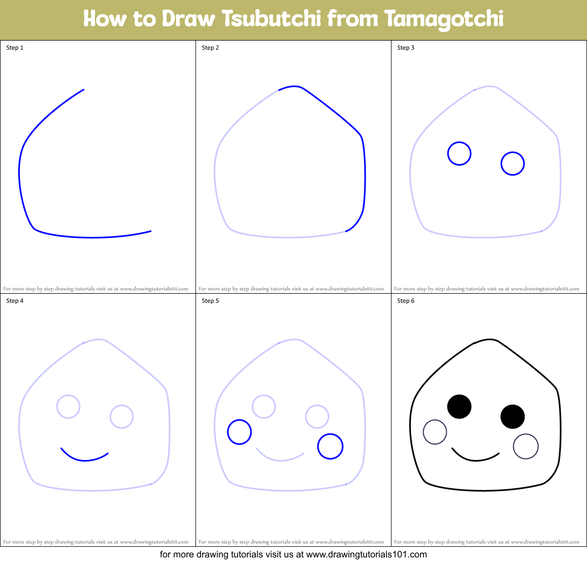 How to Draw Tsubutchi from Tamagotchi Printable Step by Step
