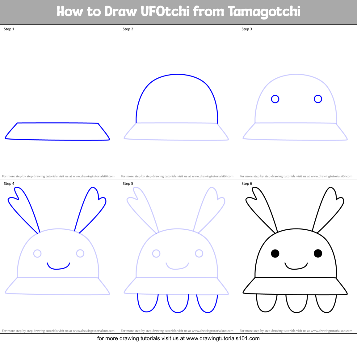 How to Draw UFOtchi from Tamagotchi Printable Step by Step