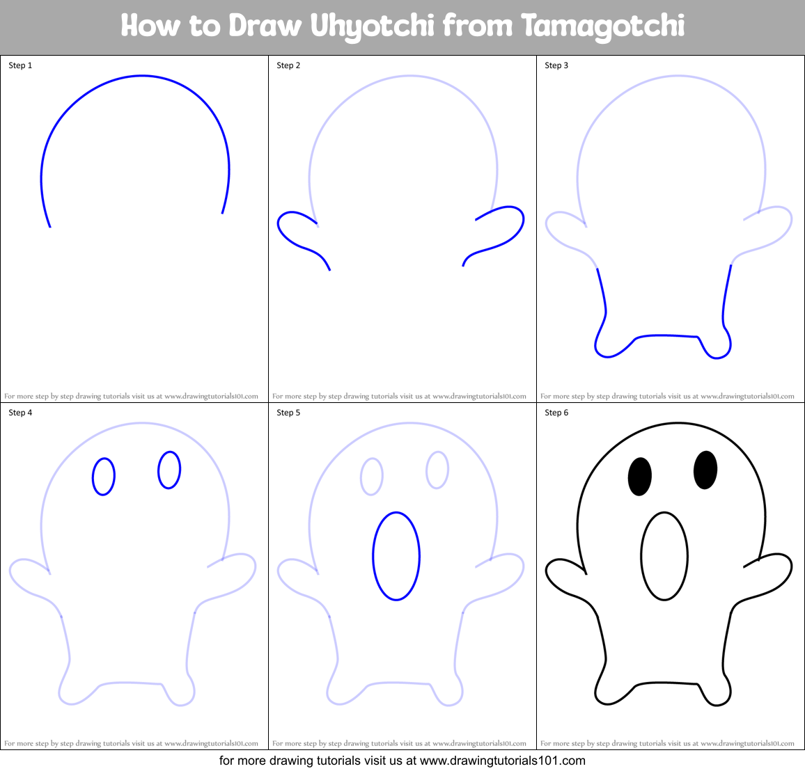 How to Draw Uhyotchi from Tamagotchi Printable Step by Step