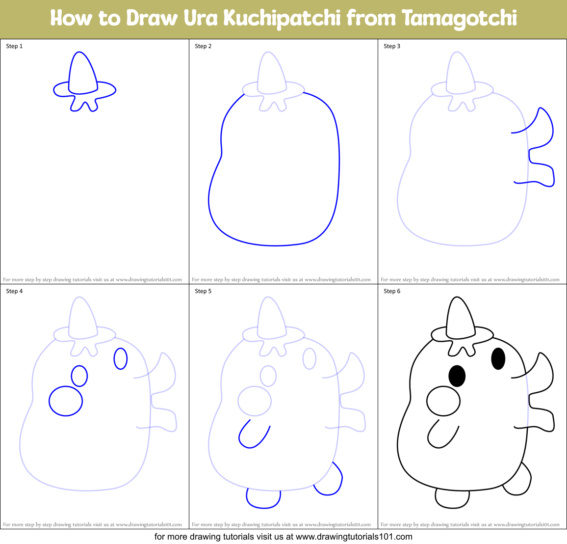 How to Draw Ura Kuchipatchi from Tamagotchi Printable Step by Step