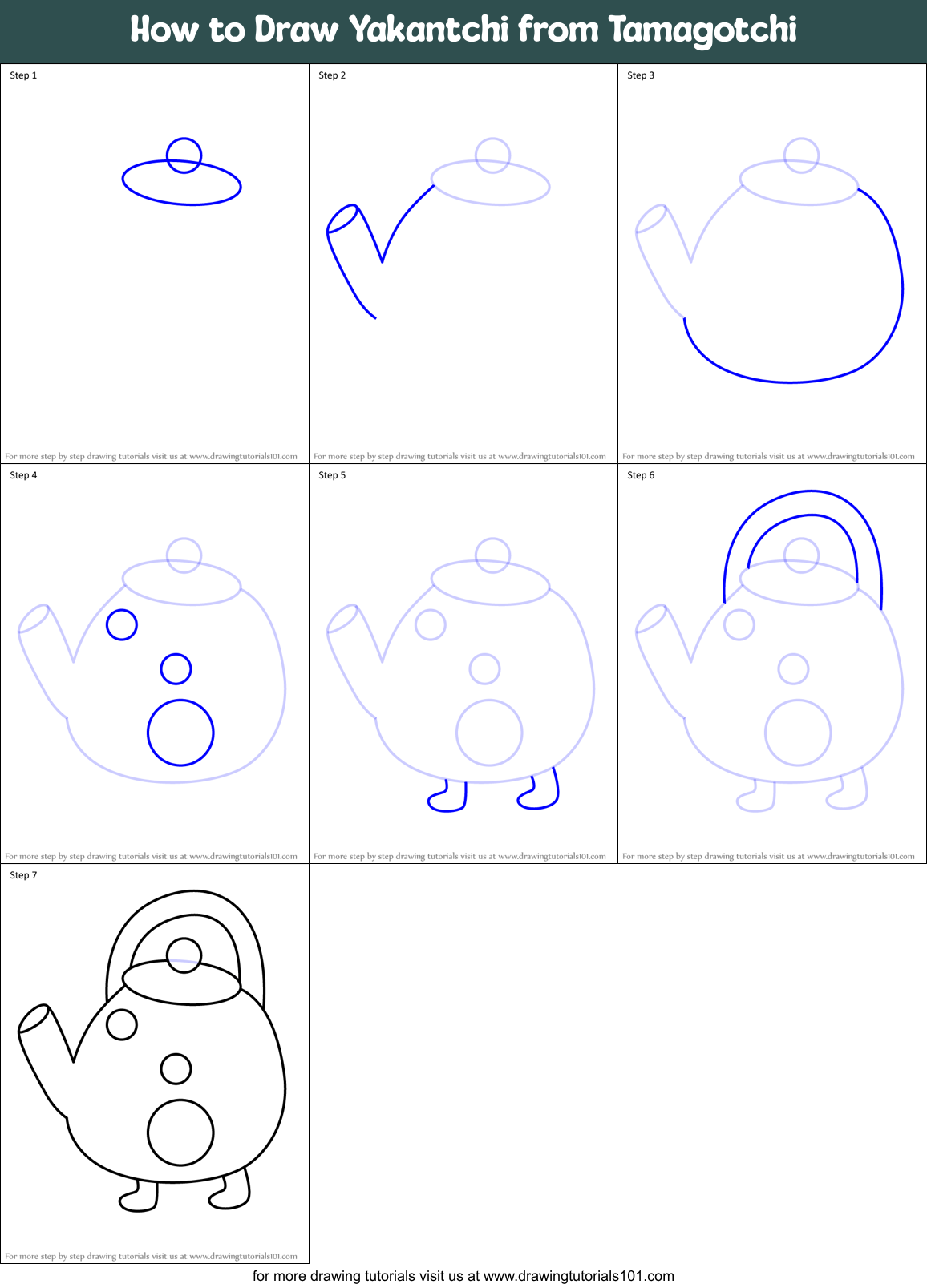 How to Draw Yakantchi from Tamagotchi Printable Step by Step