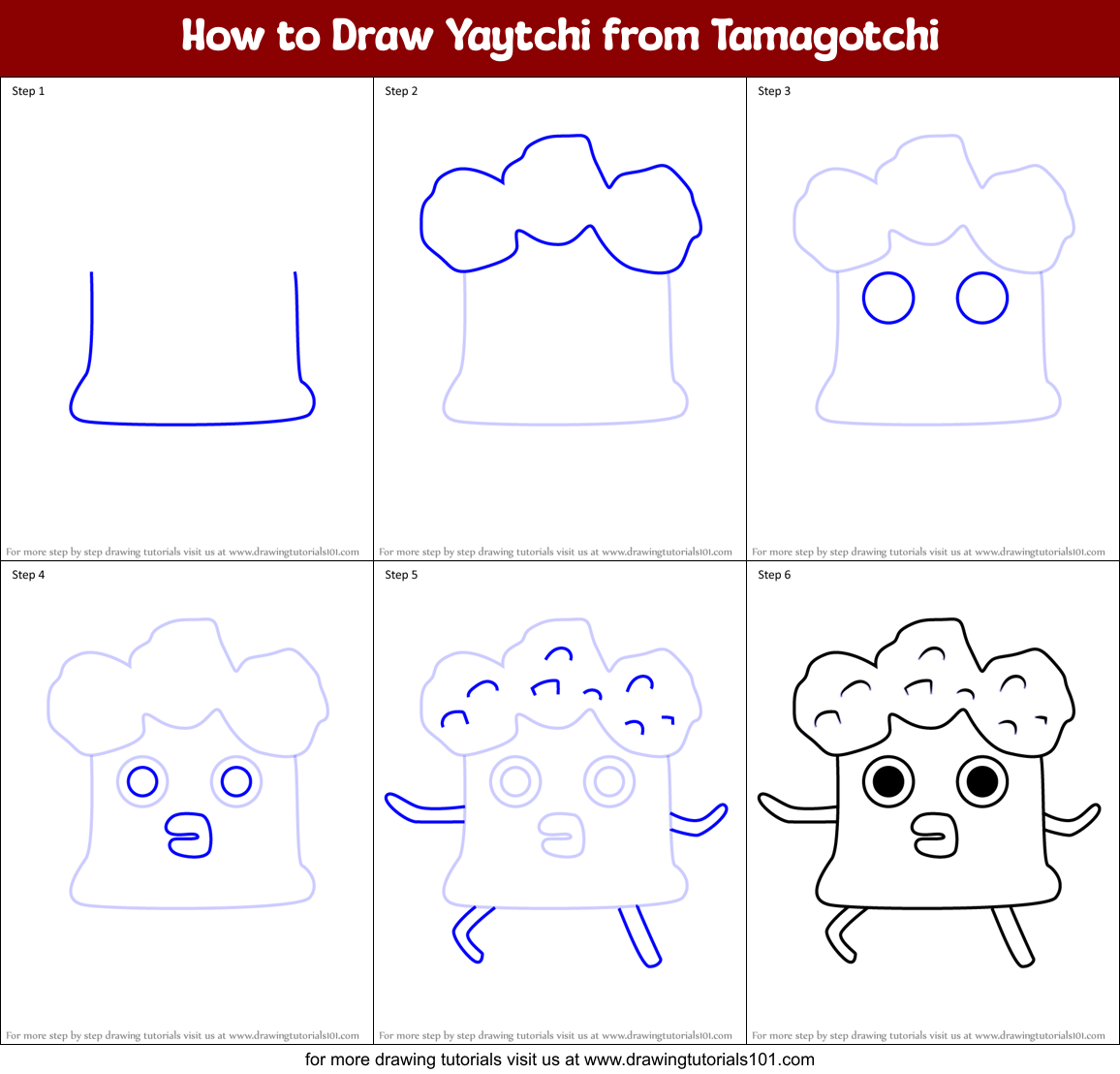 How to Draw Yaytchi from Tamagotchi Printable Step by Step