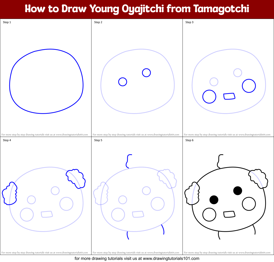 How to Draw Young Oyajitchi from Tamagotchi Printable Step by Step