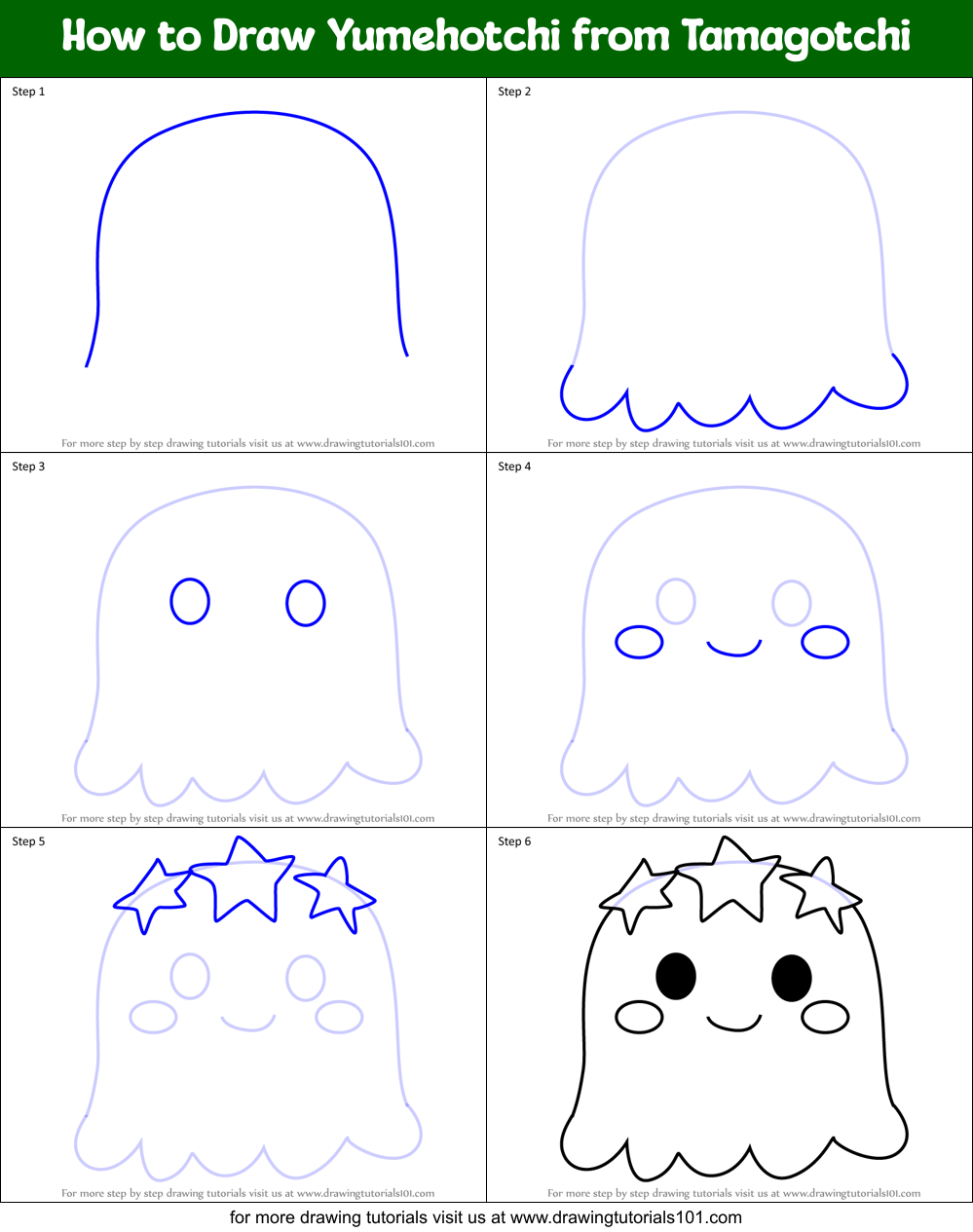 How to Draw Yumehotchi from Tamagotchi Printable Step by Step