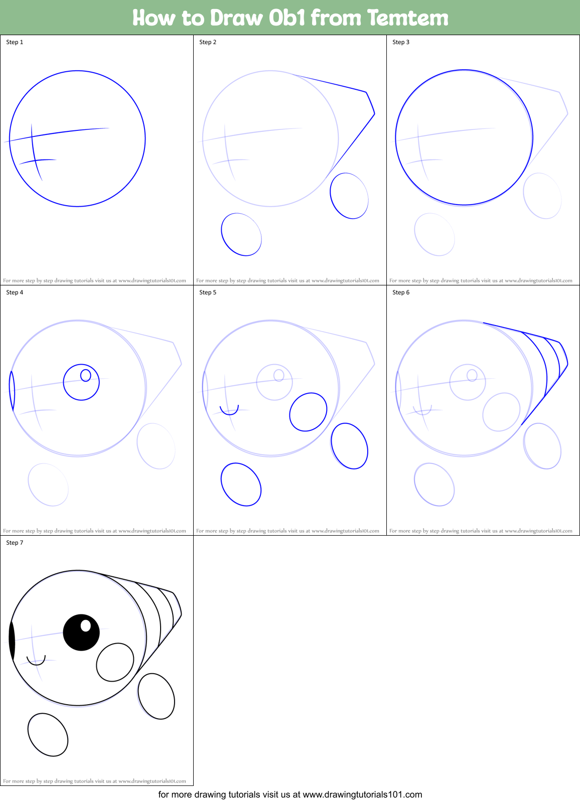 How to Draw 0b1 from Temtem Printable Step by Step