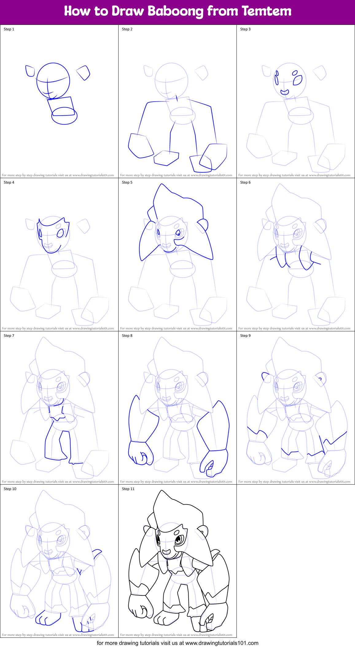How to Draw Baboong from Temtem Printable Step by Step