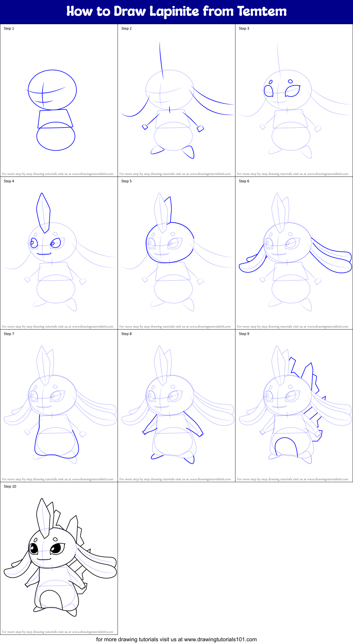 How to Draw Lapinite from Temtem Printable Step by Step