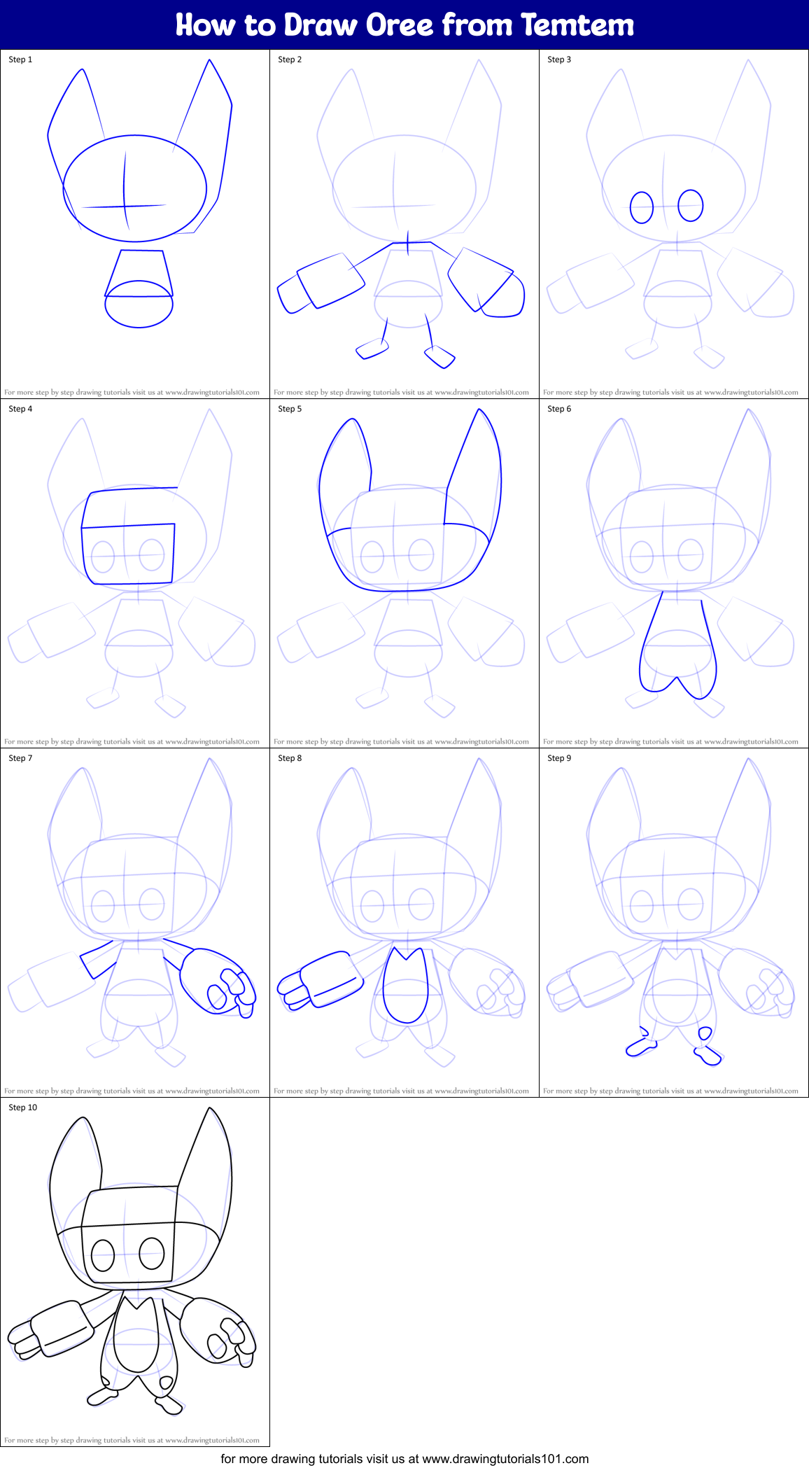 How to Draw Oree from Temtem Printable Step by Step