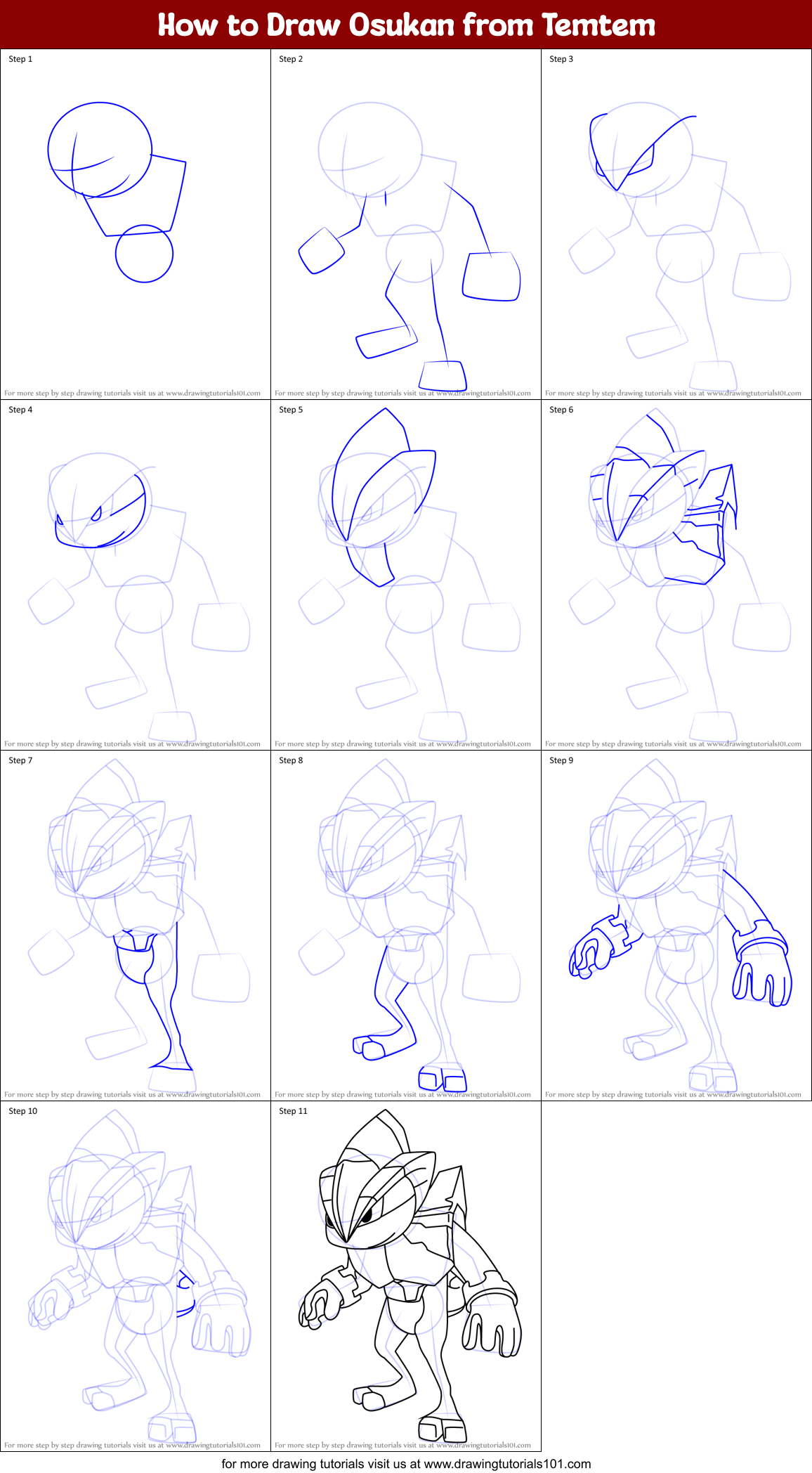 How to Draw Osukan from Temtem Printable Step by Step