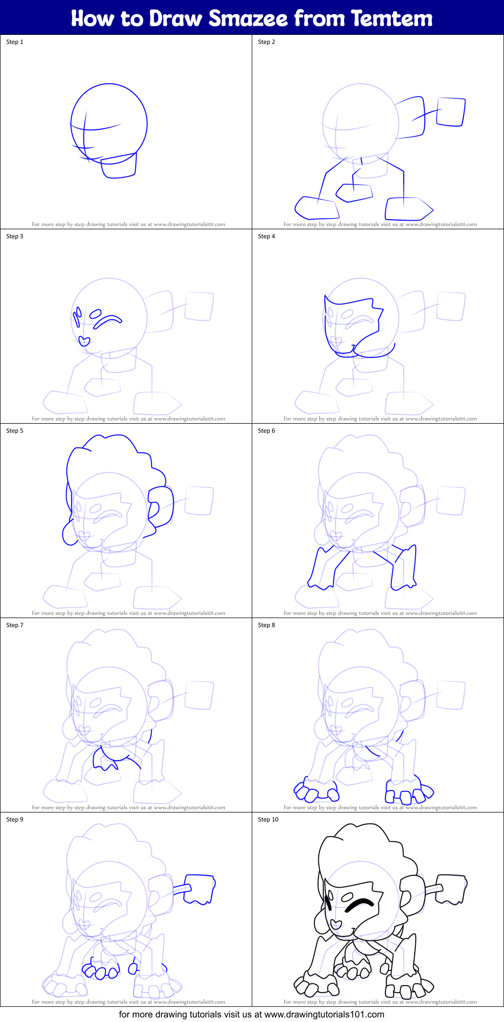 How to Draw Smazee from Temtem Printable Step by Step