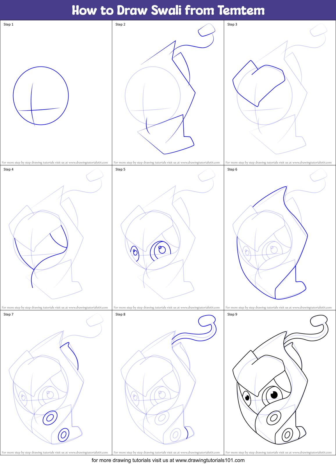 How to Draw Swali from Temtem Printable Step by Step