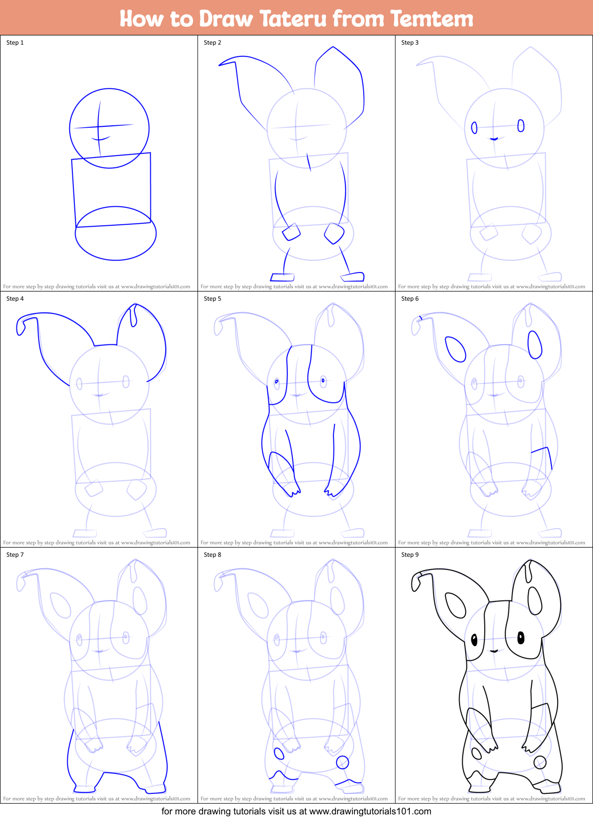 How to Draw Tateru from Temtem Printable Step by Step