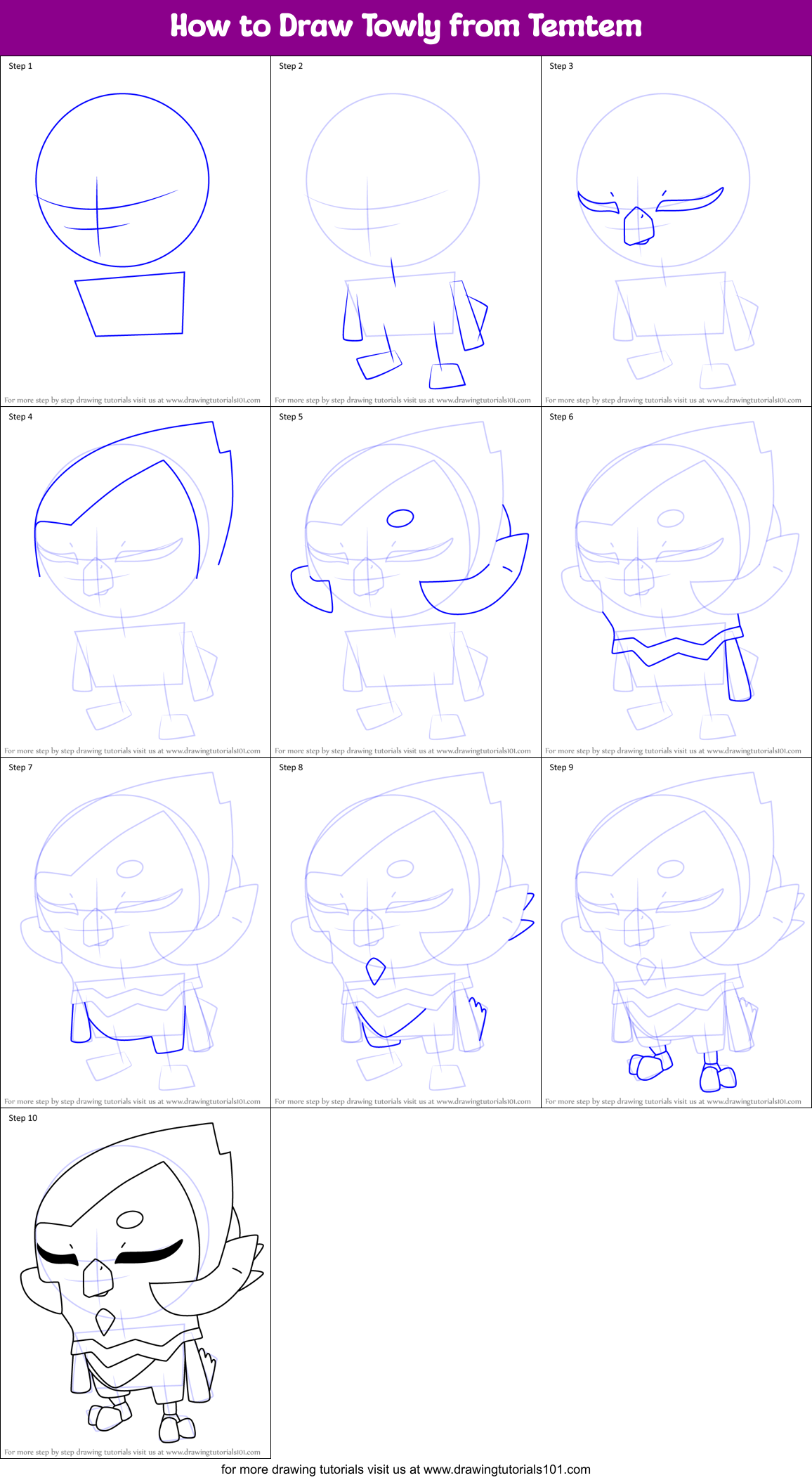 How to Draw Towly from Temtem Printable Step by Step