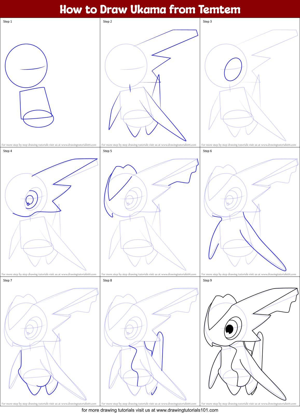 How to Draw Ukama from Temtem Printable Step by Step