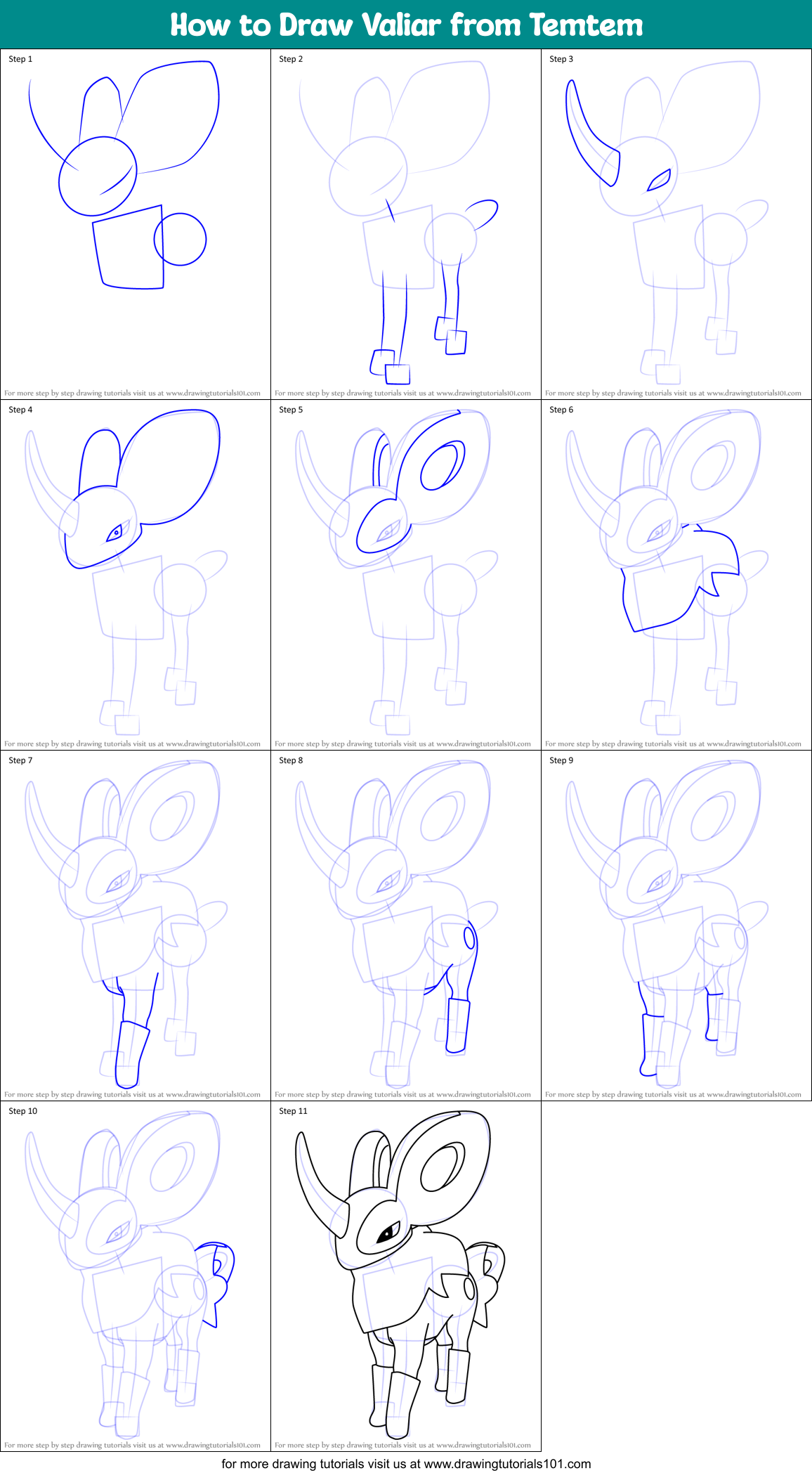 How to Draw Valiar from Temtem Printable Step by Step