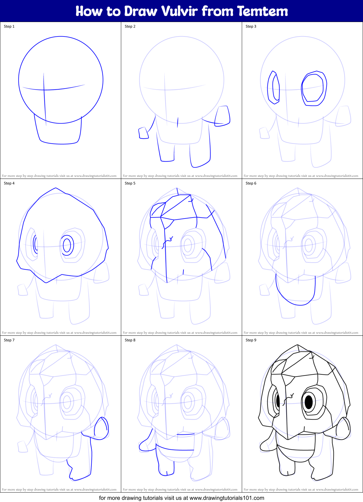 How to Draw Vulvir from Temtem Printable Step by Step