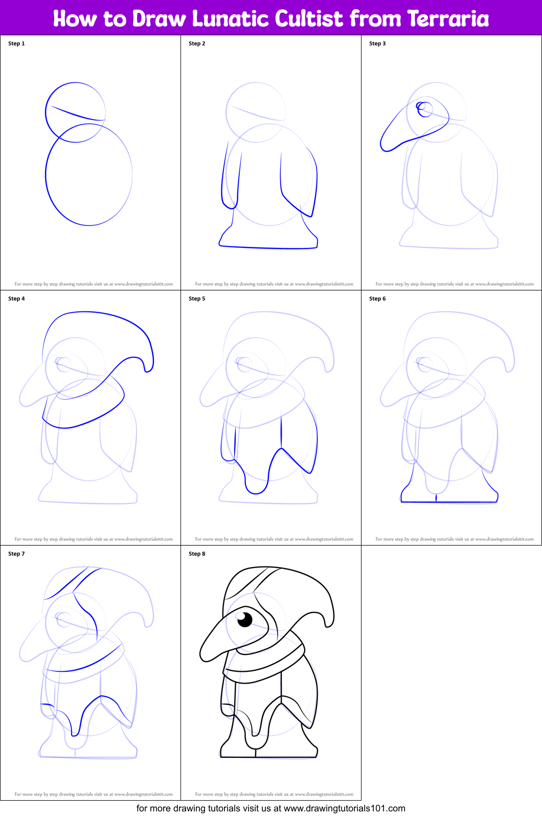 How to Draw Lunatic Cultist from Terraria Printable Step by Step