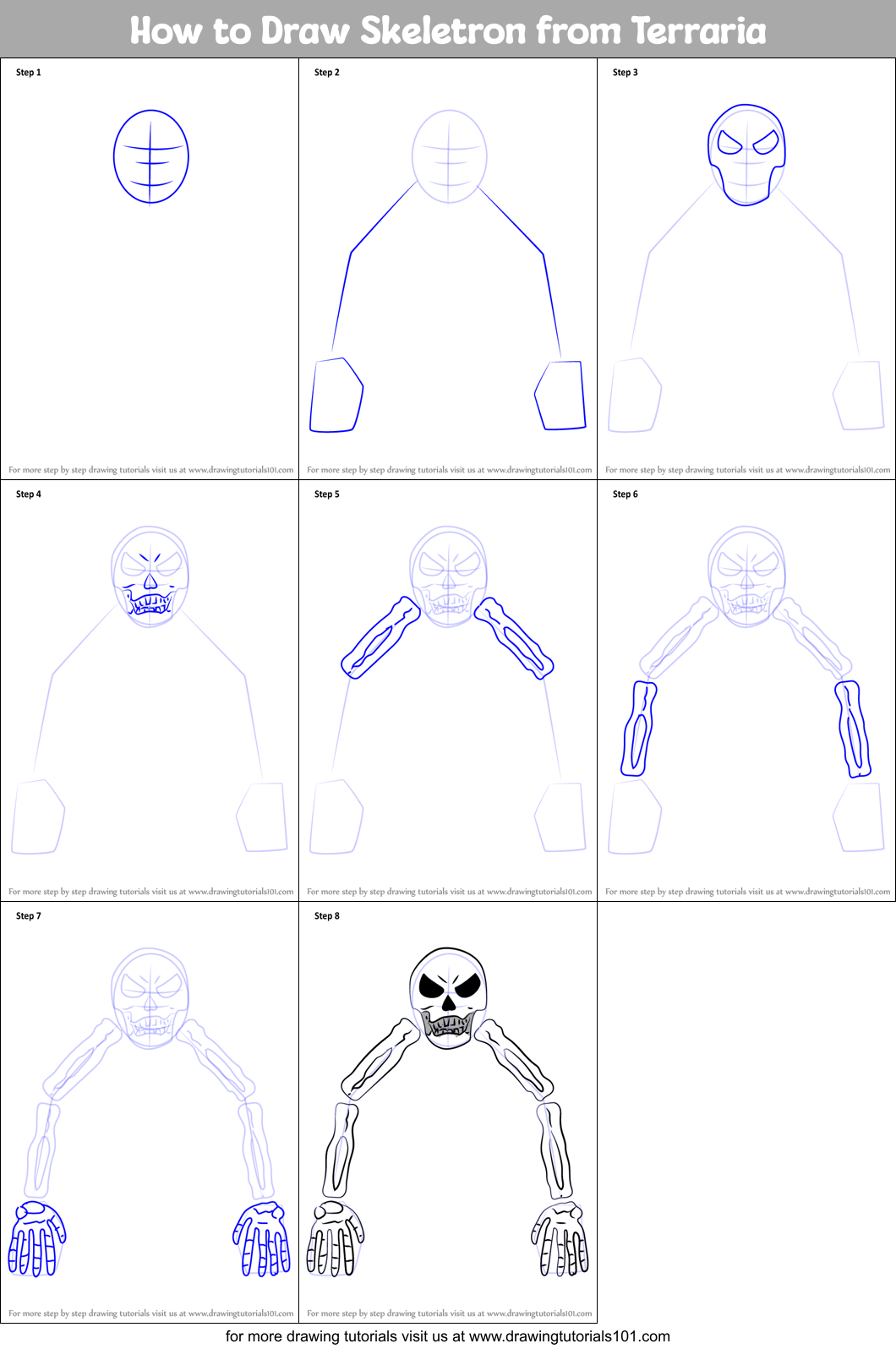 How to Draw Skeletron from Terraria Printable Step by Step