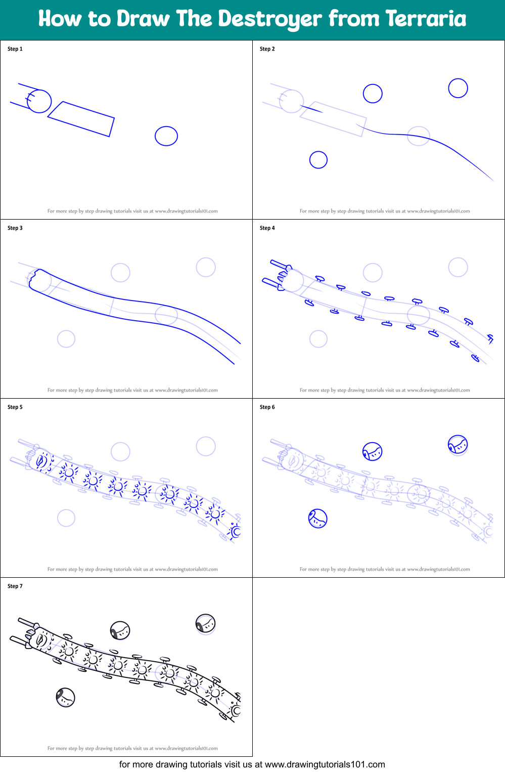 How to Draw The Destroyer from Terraria Printable Step by Step