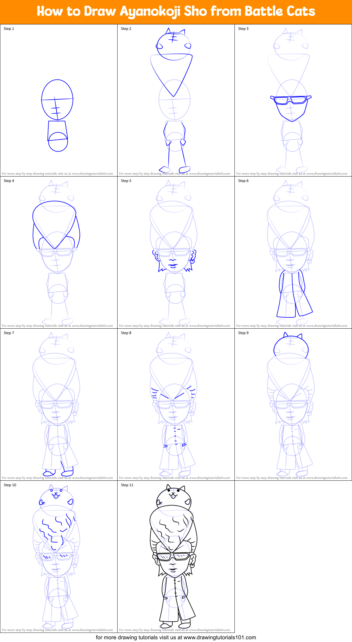 How to Draw Ayanokoji Sho from Battle Cats Printable Step by Step